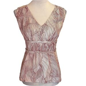 The Limited Chic V-Neck Red and White Silky Women's Blouse